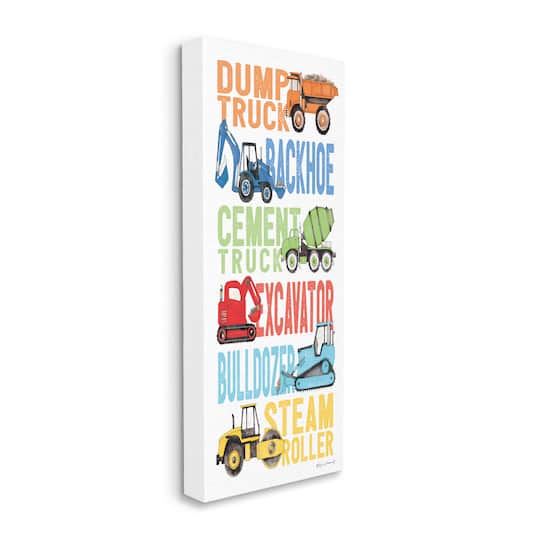 Stupell Industries Kid's Traditional Construction Vehicles Playful Bold Text Canvas Wall Art